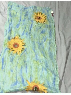 Light Green & Blue Sunflower Scarf - Unknown Brand